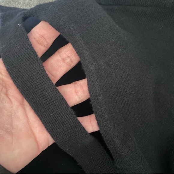 Michael Kors Black Longline Button Down Cardigan with Peek a Boo V-Neck Collar S - Picture 5 of 8